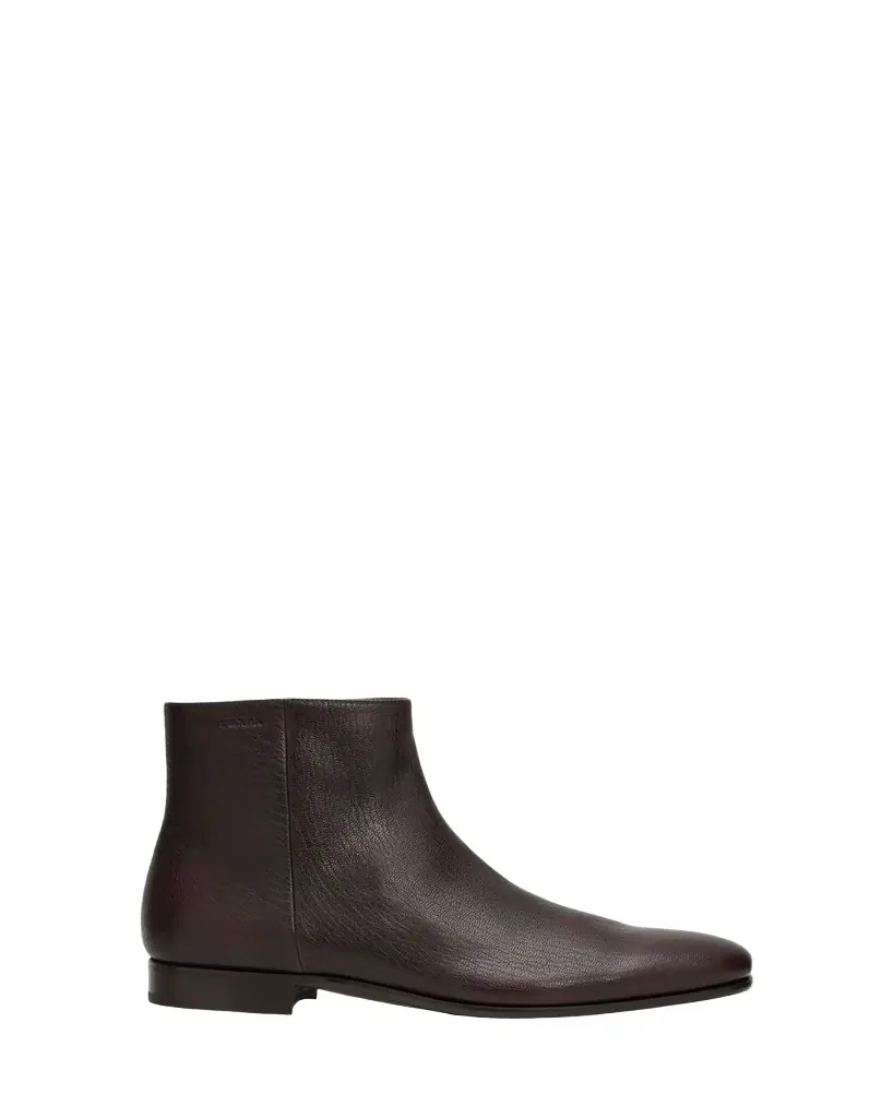 Prada Men's Leather Embossed-Logo Zipped Ankle Boots | Image 1 Prada Men's Leather Embossed-Logo Zipped Ankle Boots | Image 1