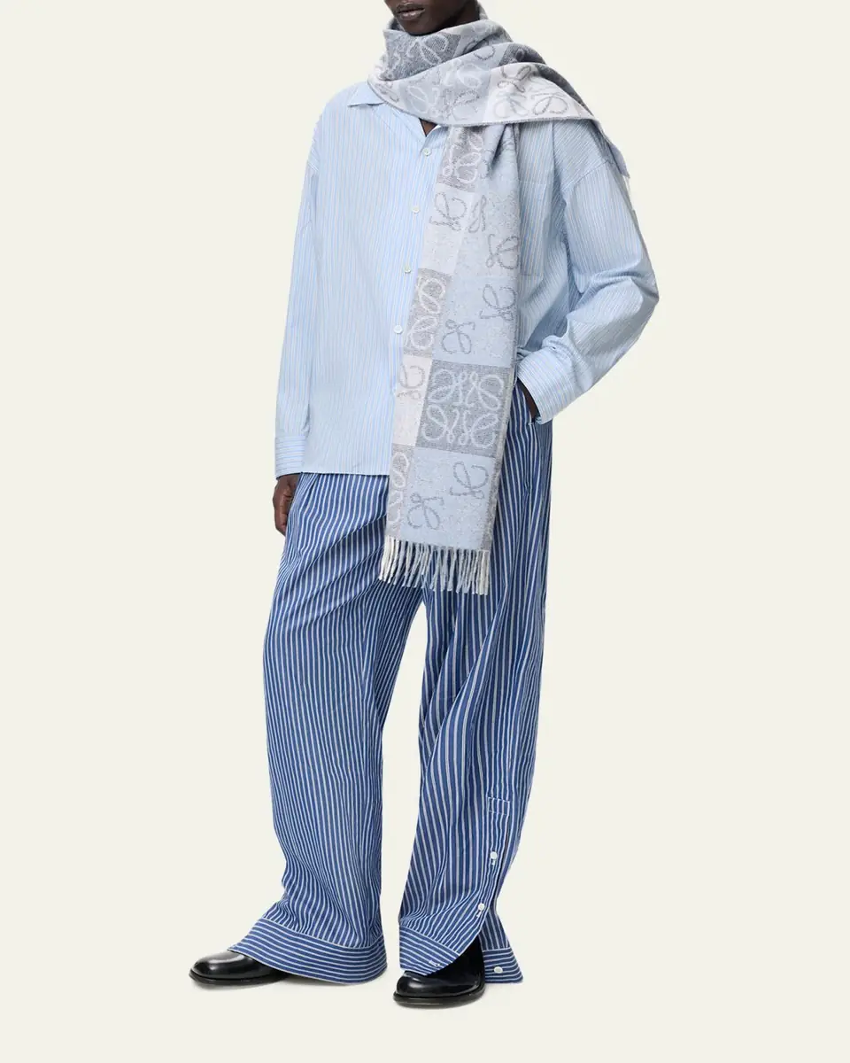 Loewe Men's Stripe Poplin Elastic-Hem Button-Down Shirt | Thumbnail 2