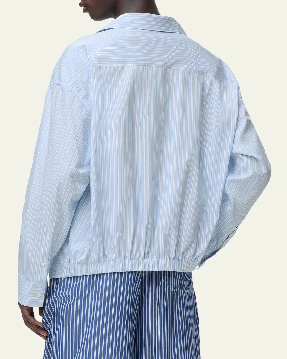 Loewe Men's Stripe Poplin Elastic-Hem Button-Down Shirt | Thumbnail 3