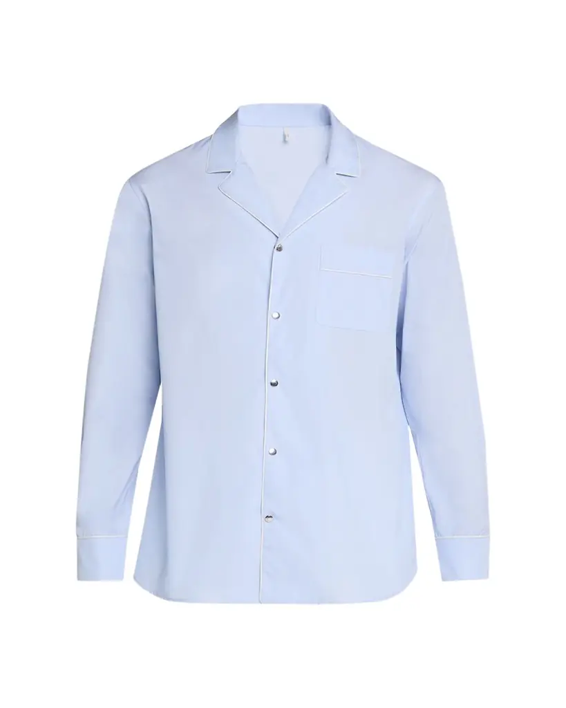 Moncler Men's Fil-a-Fil Cotton Long-Sleeve Shirt | Image 1 Moncler Men's Fil-a-Fil Cotton Long-Sleeve Shirt | Image 1