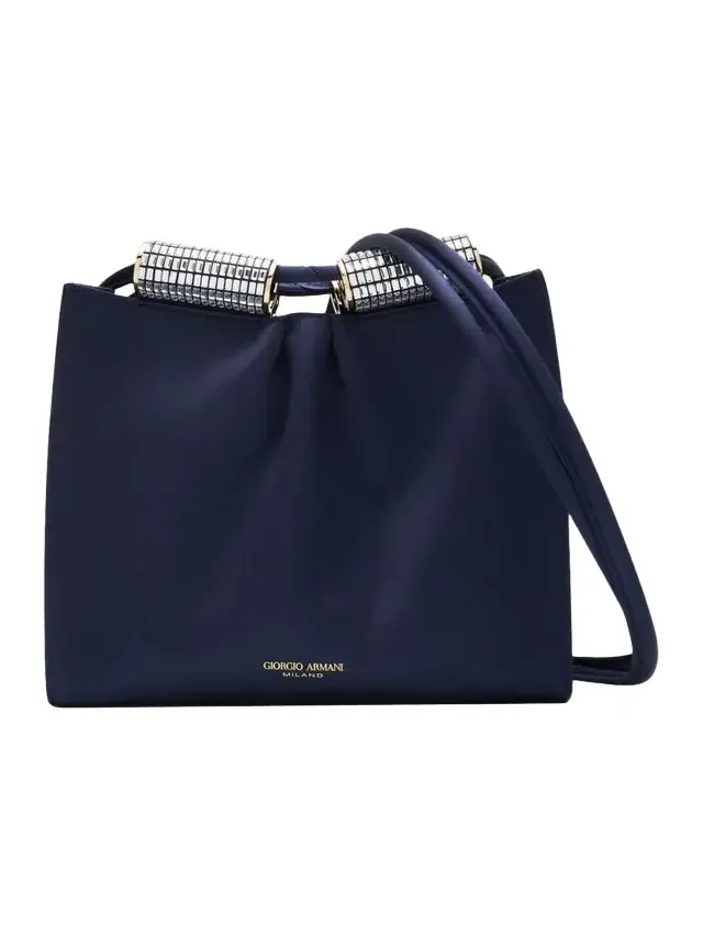 Satin Shoulder Bag with Rhinestone Detail