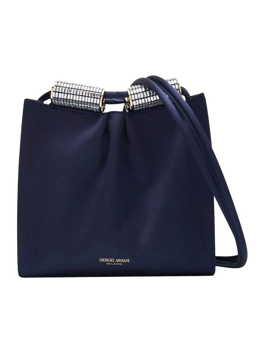 Satin Shoulder Bag with Rhinestone Detail Satin Shoulder Bag with Rhinestone Detail