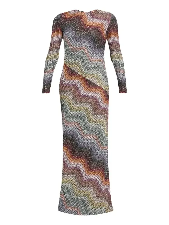 Sequin Wefted Loom Knit Long-Sleeve Gown Sequin Wefted Loom Knit Long-Sleeve Gown