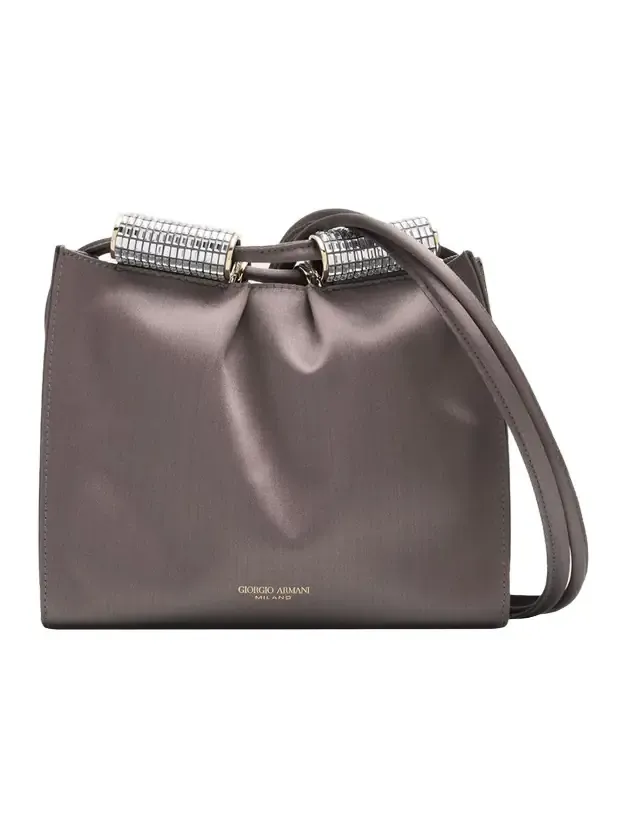 Satin Shoulder Bag with Rhinestone Detail Satin Shoulder Bag with Rhinestone Detail