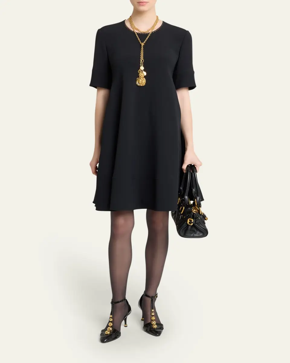 Chloé Crepe De Chine Short-Sleeve A-Line Dress | Thumbnail 2 Chloé Crepe De Chine Short-Sleeve A-Line Dress | Thumbnail 2