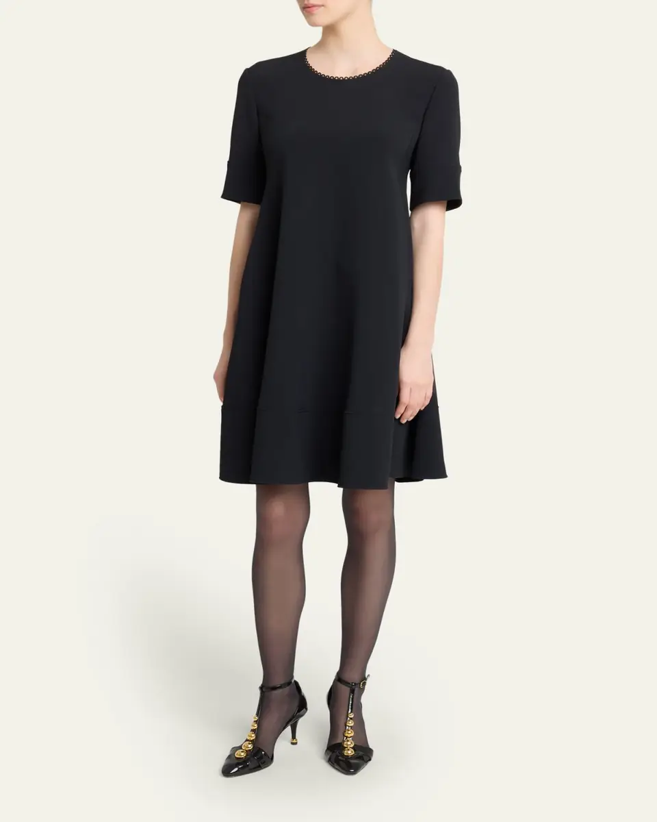 Chloé Crepe De Chine Short-Sleeve A-Line Dress | Thumbnail 4 Chloé Crepe De Chine Short-Sleeve A-Line Dress | Thumbnail 4