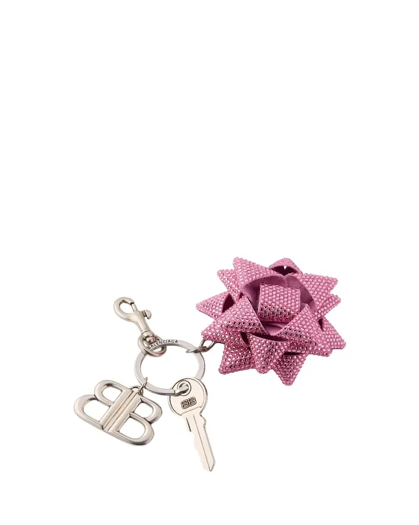 Pink Crystal Gifting Bow Key Ring Bag Charm Pink Crystal Gifting Bow Key Ring Bag Charm