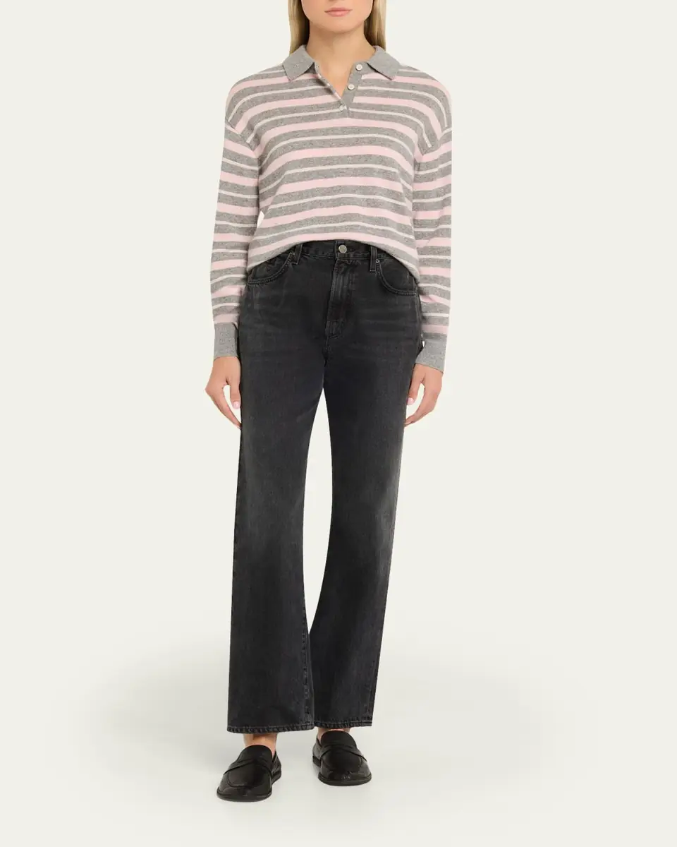 Guest In Residence Collegiate Striped Cashmere Polo Sweater | Thumbnail 2 Guest In Residence Collegiate Striped Cashmere Polo Sweater | Thumbnail 2