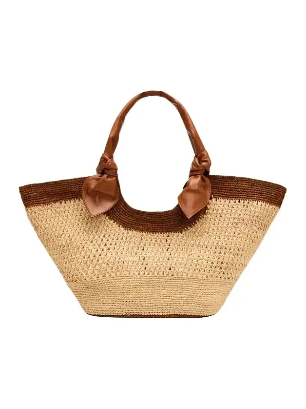 Hereu Fonol Bicolor Crochet Raffia Tote Bag | Thumbnail 1 Hereu Fonol Bicolor Crochet Raffia Tote Bag | Thumbnail 1