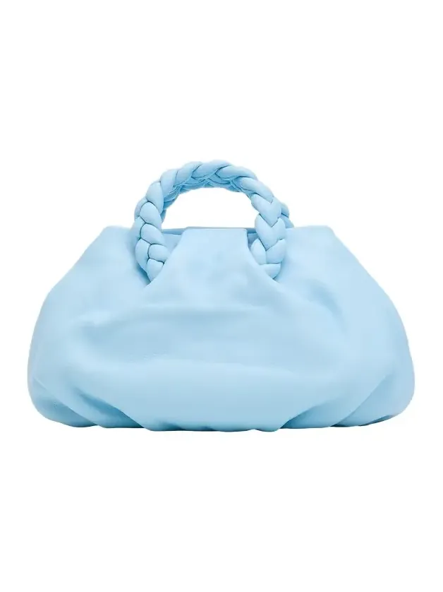 Hereu Bombon Ruched Leather Top-Handle Bag