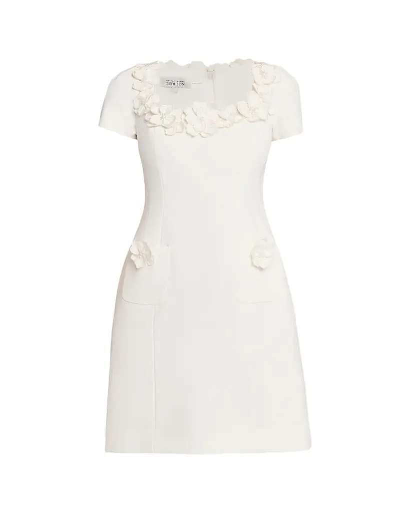 Rickie Freeman for Teri Jon Floral Applique Crepe Mini Dress | Image 1 Rickie Freeman for Teri Jon Floral Applique Crepe Mini Dress | Image 1