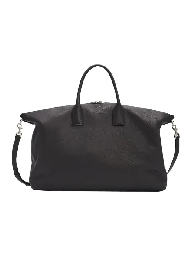 Men's Grained Leather Bowling Tote Bag