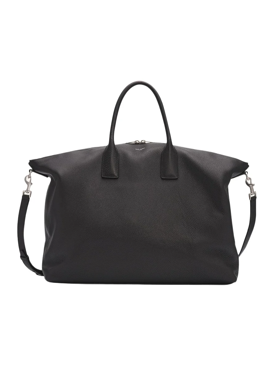 Saint Laurent Men's Grained Leather Bowling Tote Bag