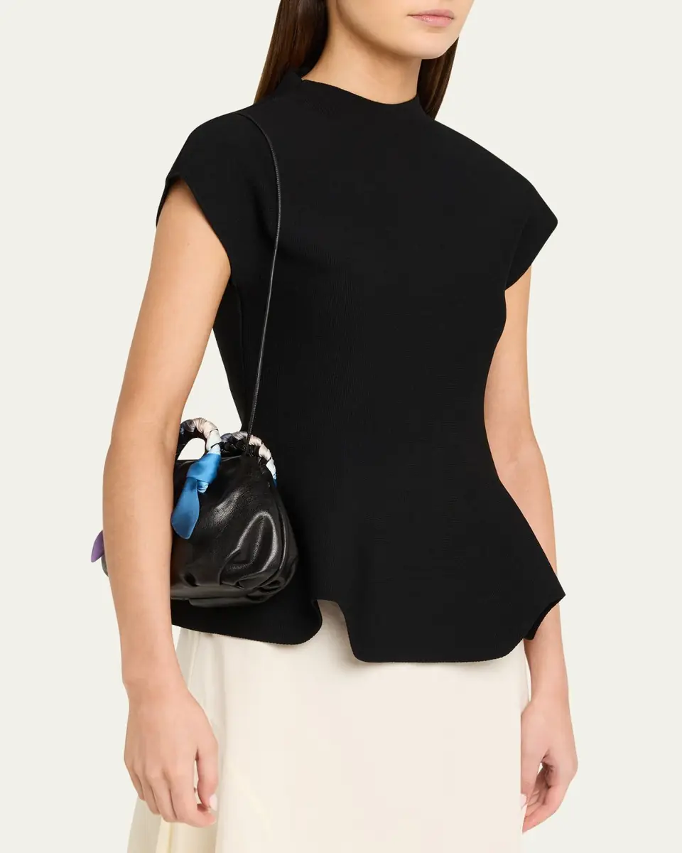 HEREU Bombon Foulard Ruched Leather Top-Handle Bag | Thumbnail 2 HEREU Bombon Foulard Ruched Leather Top-Handle Bag | Thumbnail 2