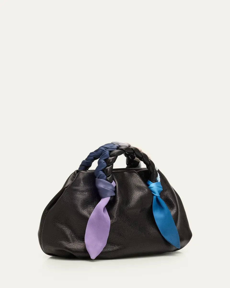 HEREU Bombon Foulard Ruched Leather Top-Handle Bag | Thumbnail 3 HEREU Bombon Foulard Ruched Leather Top-Handle Bag | Thumbnail 3