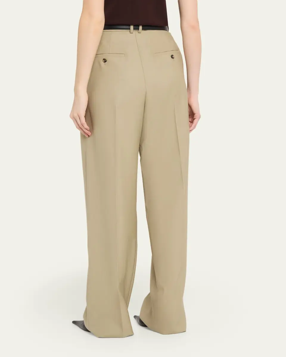 Saint Laurent Pleated Wool-Silk Canvas Wide-Leg Pants | Thumbnail 3
