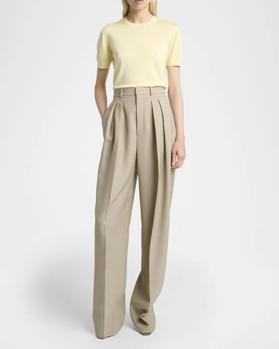Saint Laurent Pleated Wool-Silk Canvas Wide-Leg Pants | Thumbnail 6