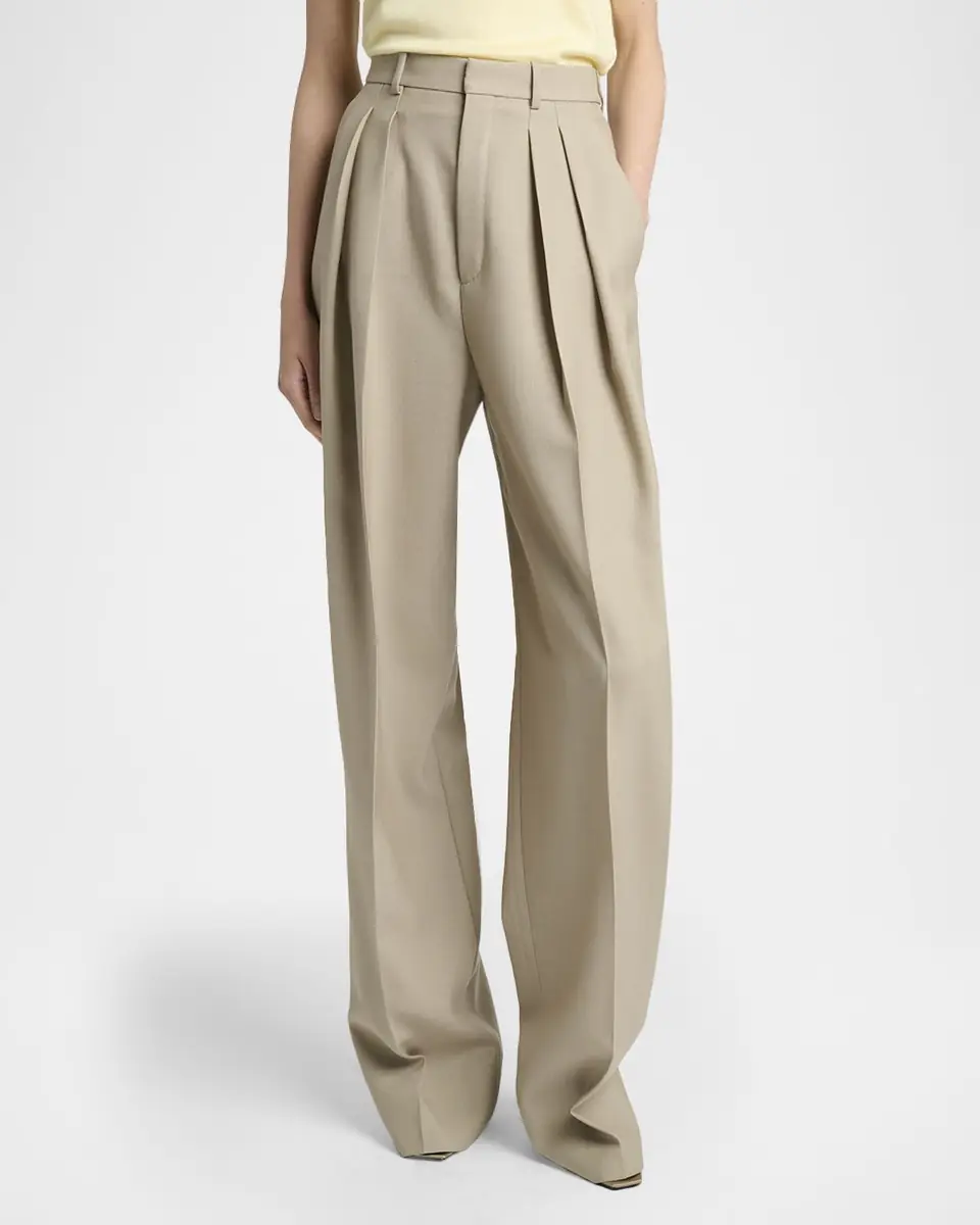 Saint Laurent Pleated Wool-Silk Canvas Wide-Leg Pants | Thumbnail 8
