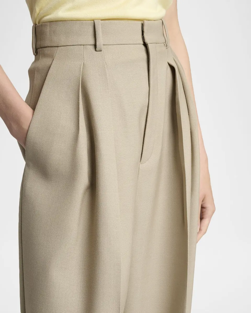 Saint Laurent Pleated Wool-Silk Canvas Wide-Leg Pants | Thumbnail 9