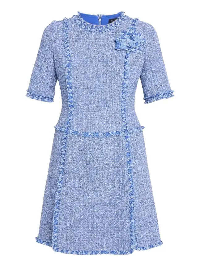 Frayed-Trim Woven Tweed Dress Frayed-Trim Woven Tweed Dress