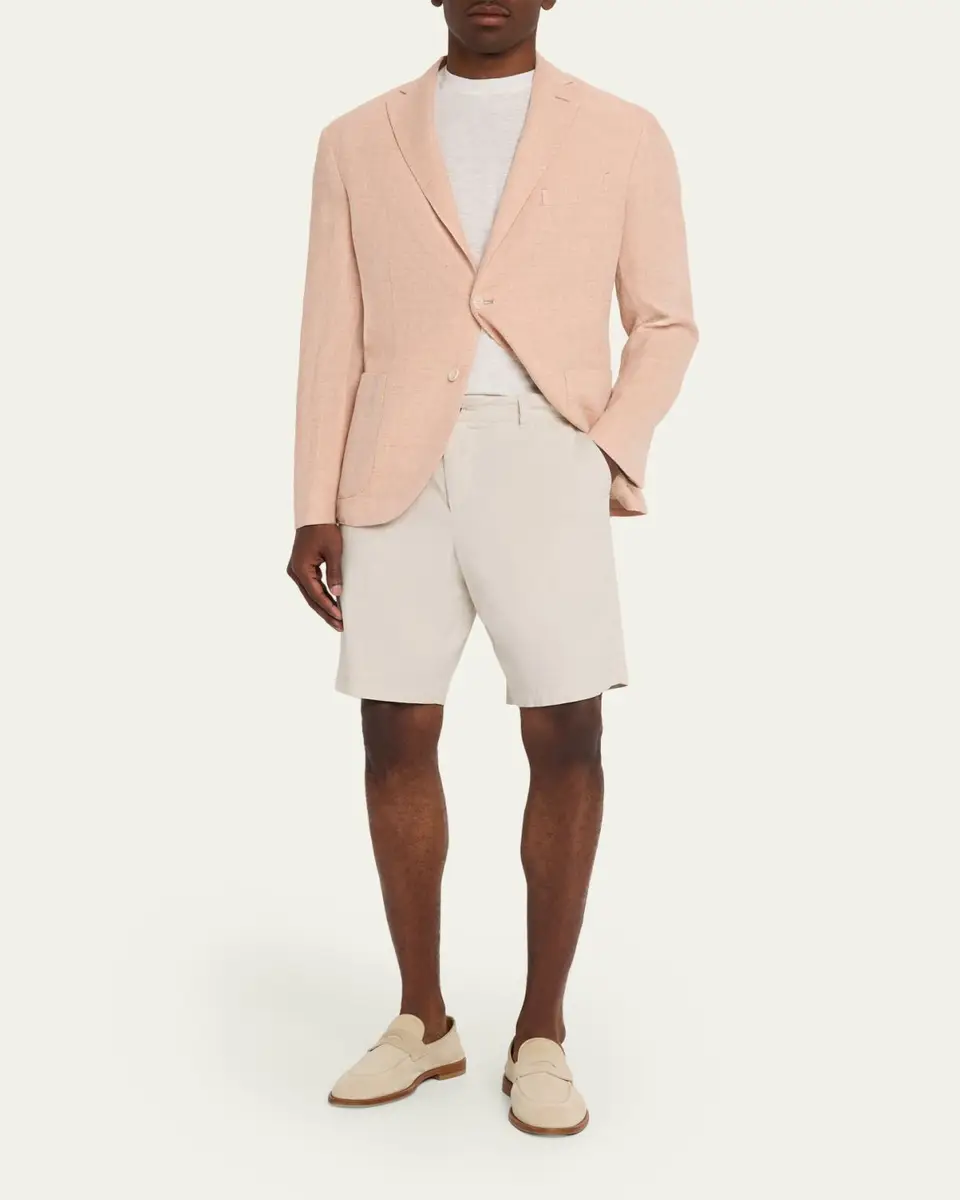 Boglioli Men's Linen and Wool Herringbone Single-Breasted Blazer | Thumbnail 2 Boglioli Men's Linen and Wool Herringbone Single-Breasted Blazer | Thumbnail 2