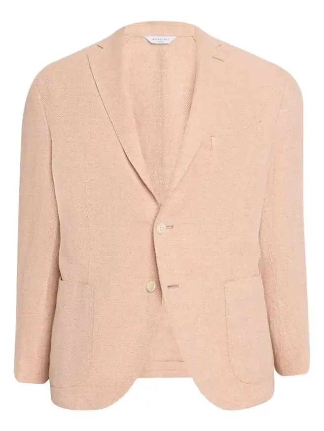 Men's Linen and Wool Herringbone Single-Breasted Blazer Men's Linen and Wool Herringbone Single-Breasted Blazer