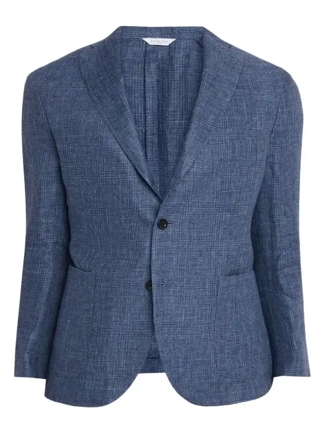 Men's Plaid Linen Denim Single-Breasted Blazer