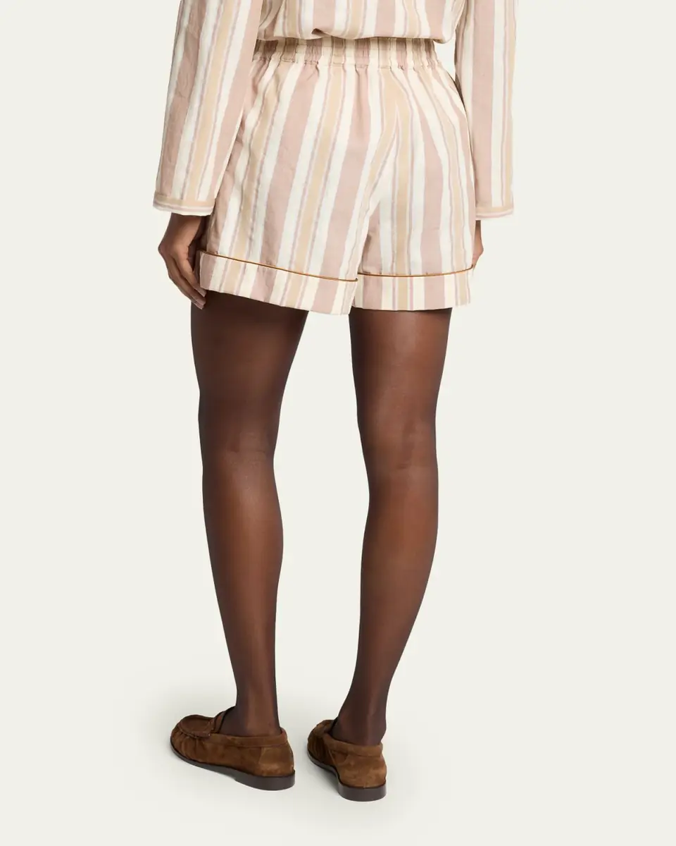 Saint Laurent Striped Pleated Pajama Shorts | Thumbnail 3 Saint Laurent Striped Pleated Pajama Shorts | Thumbnail 3