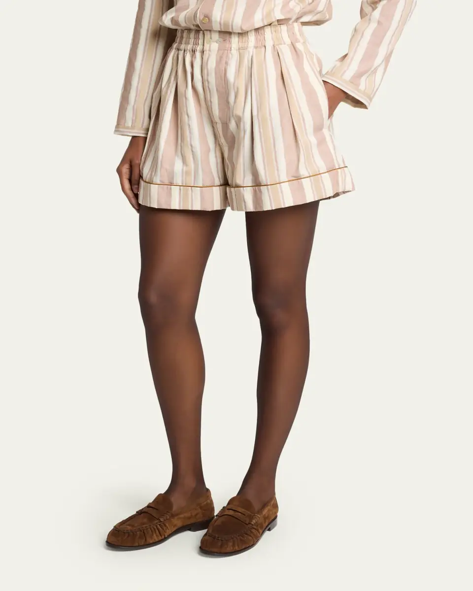 Saint Laurent Striped Pleated Pajama Shorts | Thumbnail 4 Saint Laurent Striped Pleated Pajama Shorts | Thumbnail 4
