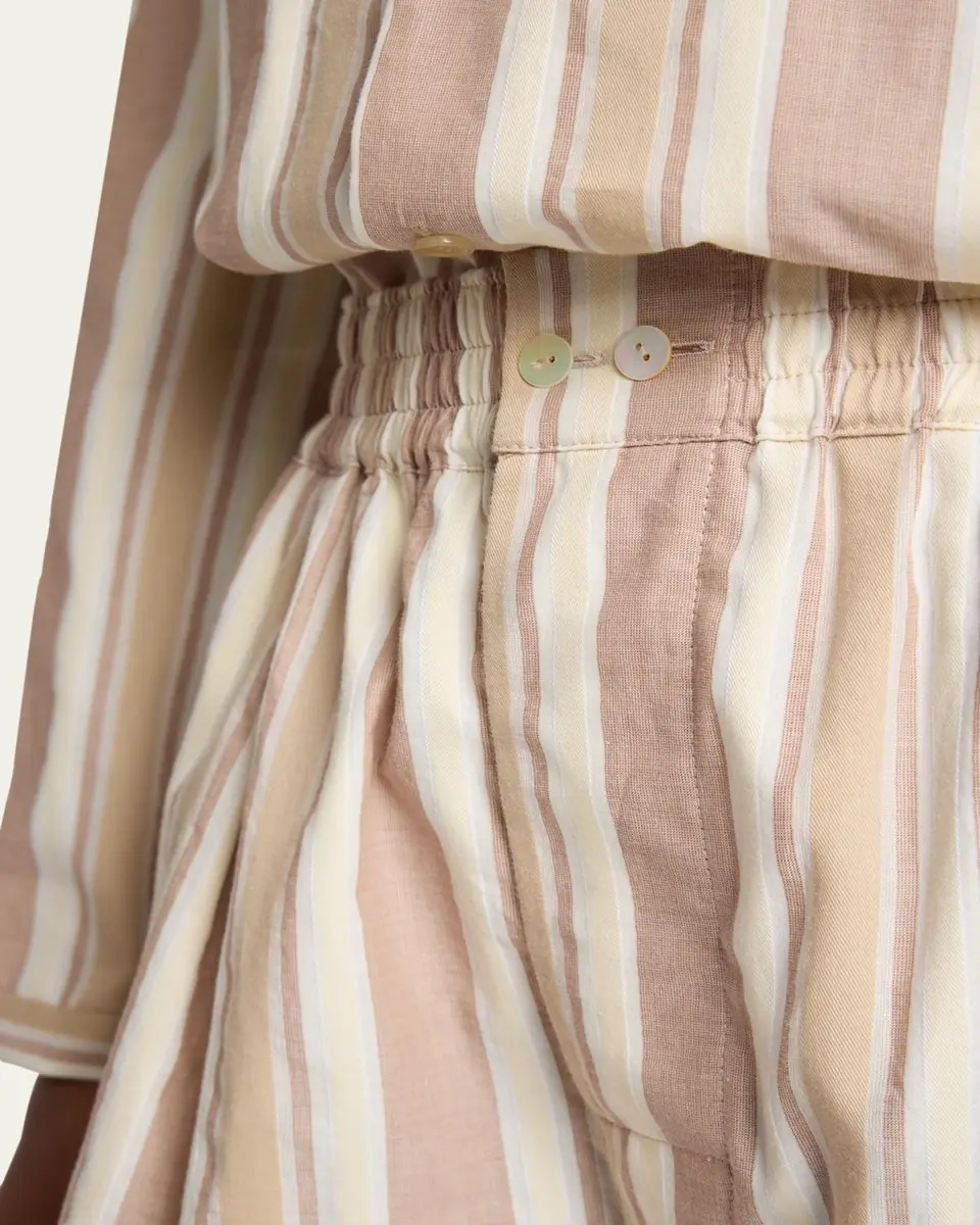 Saint Laurent Striped Pleated Pajama Shorts | Thumbnail 5 Saint Laurent Striped Pleated Pajama Shorts | Thumbnail 5