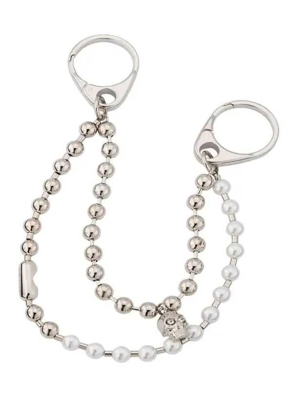 Skull and Pearly Double Chain Charm