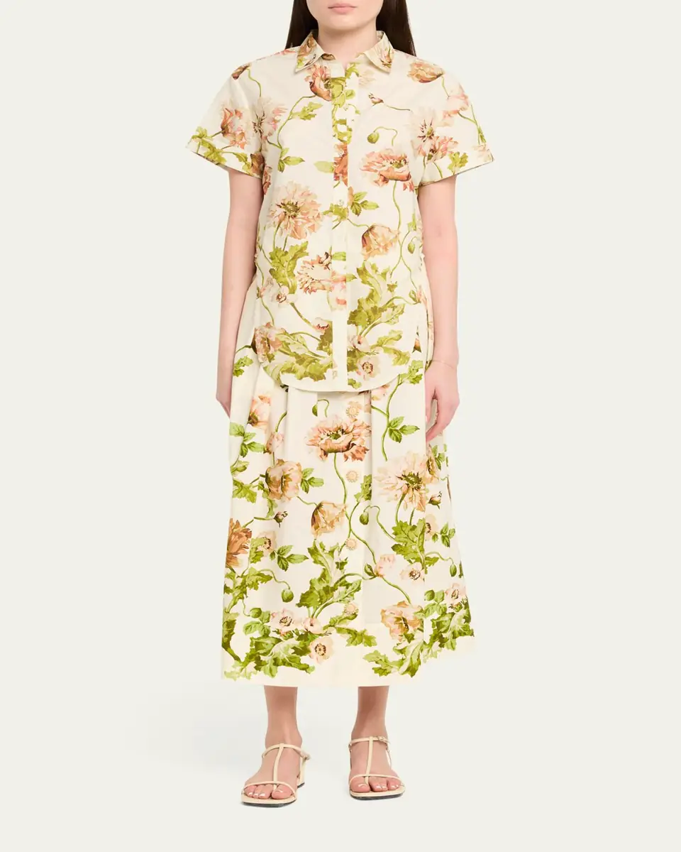 Cara Cara Marge Pleated Button-Front Skirt | Thumbnail 2