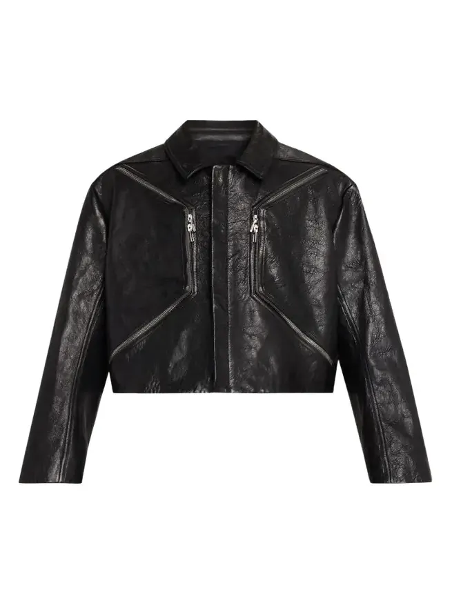 Rick Owens Men's Textured-Leather Biker Jacket