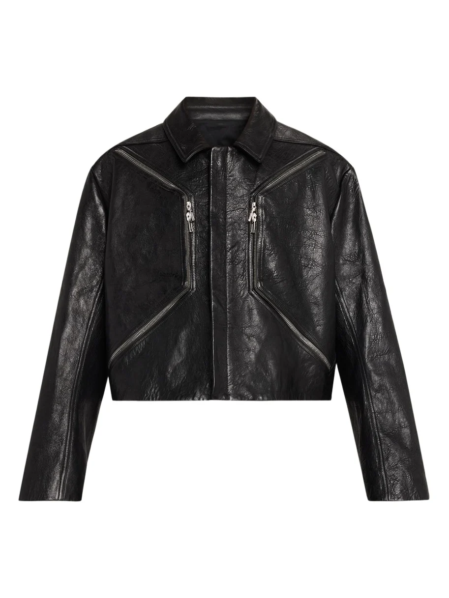 Men's Textured-Leather Biker Jacket Men's Textured-Leather Biker Jacket