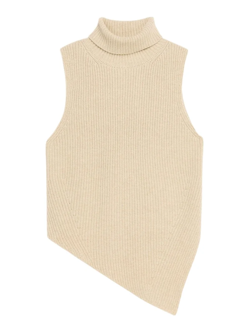 Nanushka Fennec Sleeveless Asymmetric Turtleneck Sweater