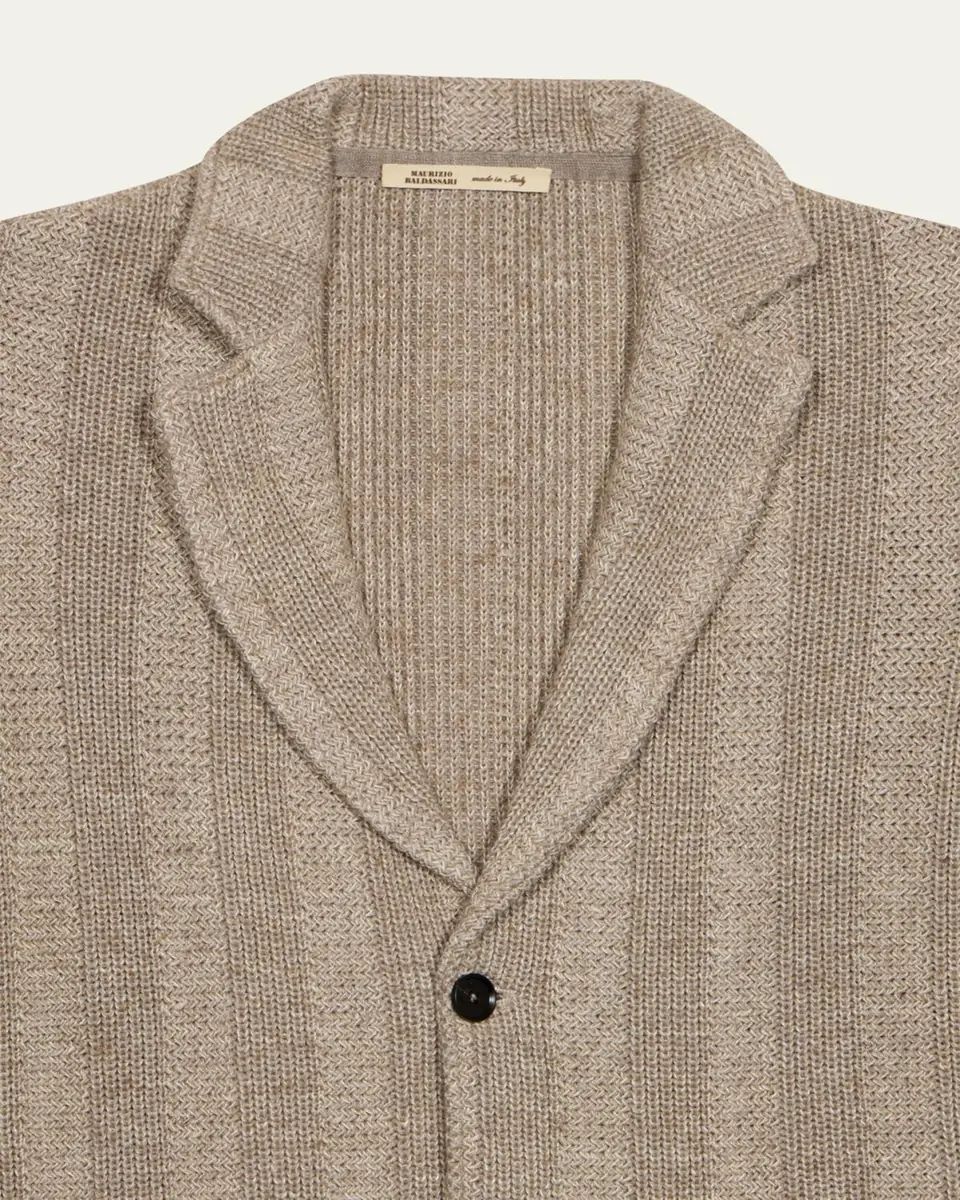 Maurizio Baldassari Men's Linen and Merino Wool Knit Jacket | Thumbnail 3