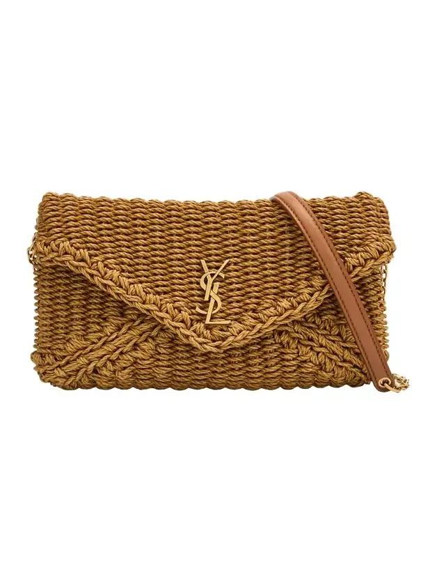 Saint Laurent Cassandre YSL Woven Raffia Shoulder Bag Pouch Bag
