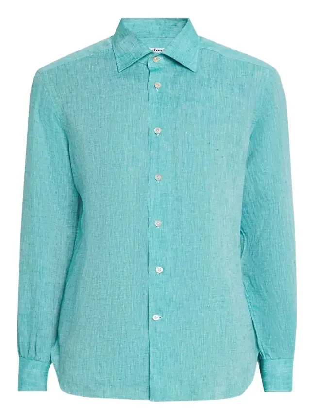 Men's Solid Linen Button-Down Shirt