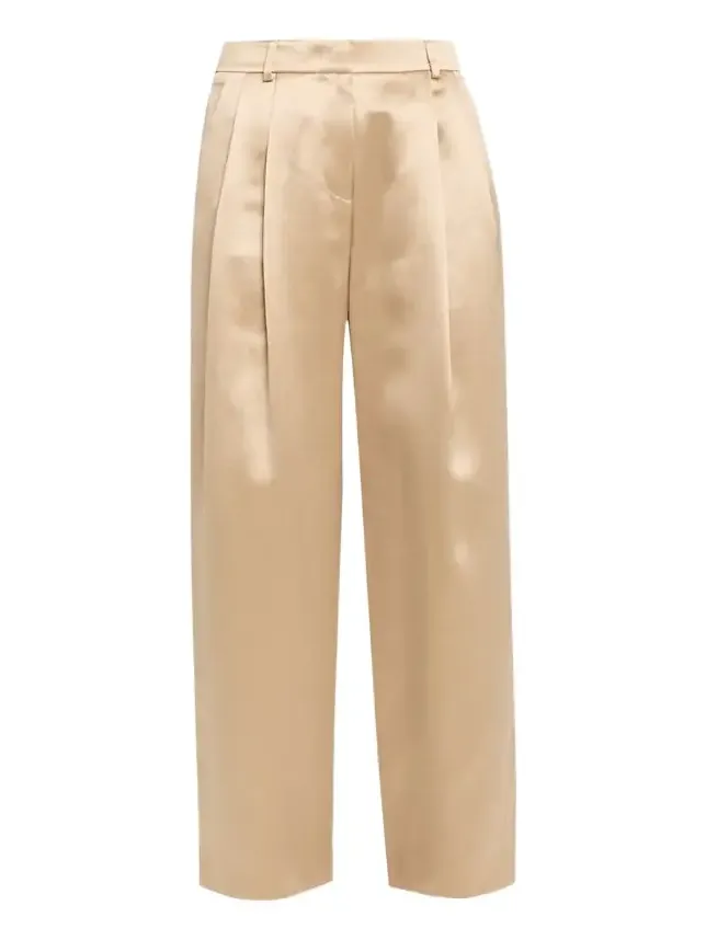 Pleated Satin Straight-Leg Pants Pleated Satin Straight-Leg Pants