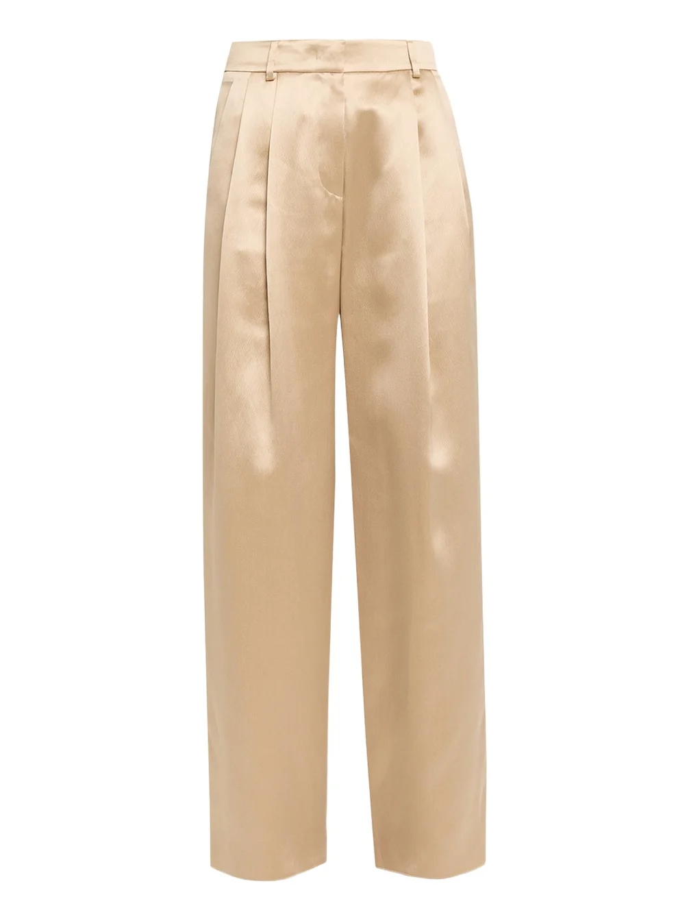 Giorgio Armani Pleated Satin Straight-Leg Pants