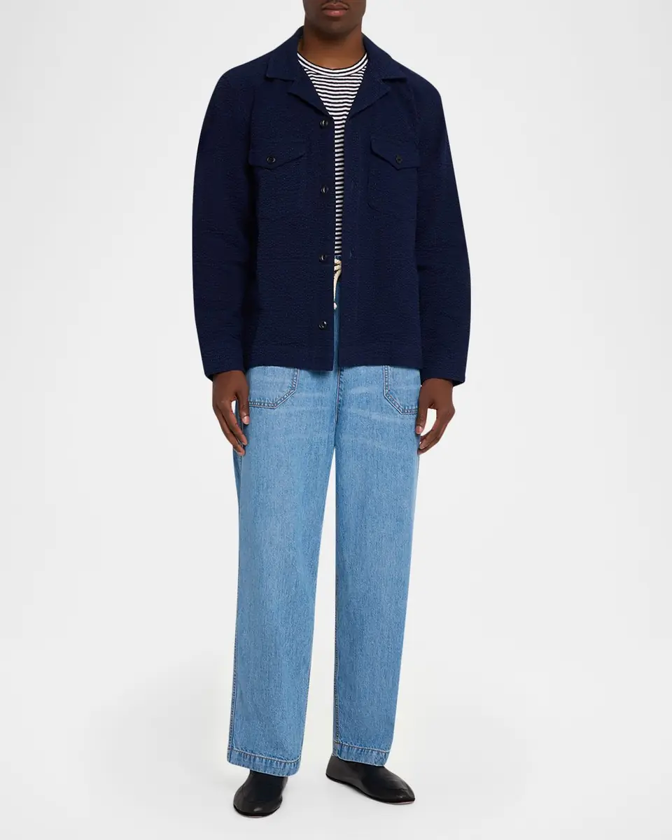OFFICINE GÉNÉRALE Men's Jean-Baptiste Seersucker Cotton Shirt Jacket | Thumbnail 6 OFFICINE GÉNÉRALE Men's Jean-Baptiste Seersucker Cotton Shirt Jacket | Thumbnail 6