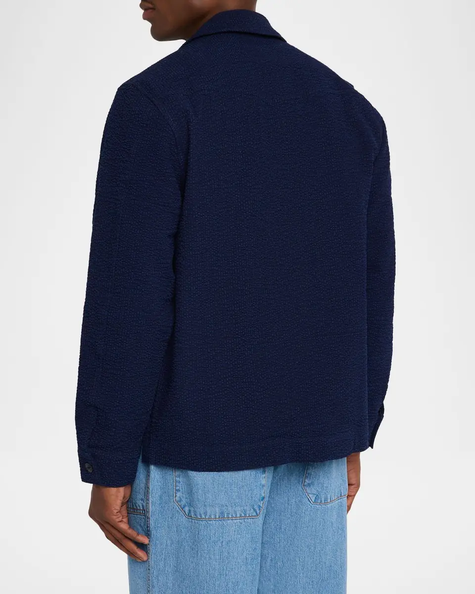 OFFICINE GÉNÉRALE Men's Jean-Baptiste Seersucker Cotton Shirt Jacket | Thumbnail 7 OFFICINE GÉNÉRALE Men's Jean-Baptiste Seersucker Cotton Shirt Jacket | Thumbnail 7