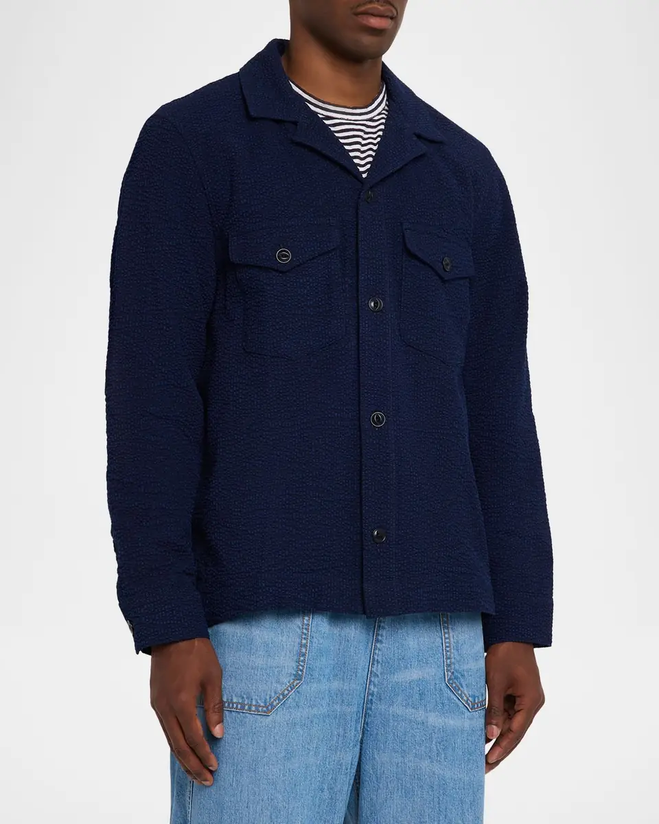 OFFICINE GÉNÉRALE Men's Jean-Baptiste Seersucker Cotton Shirt Jacket | Thumbnail 8 OFFICINE GÉNÉRALE Men's Jean-Baptiste Seersucker Cotton Shirt Jacket | Thumbnail 8