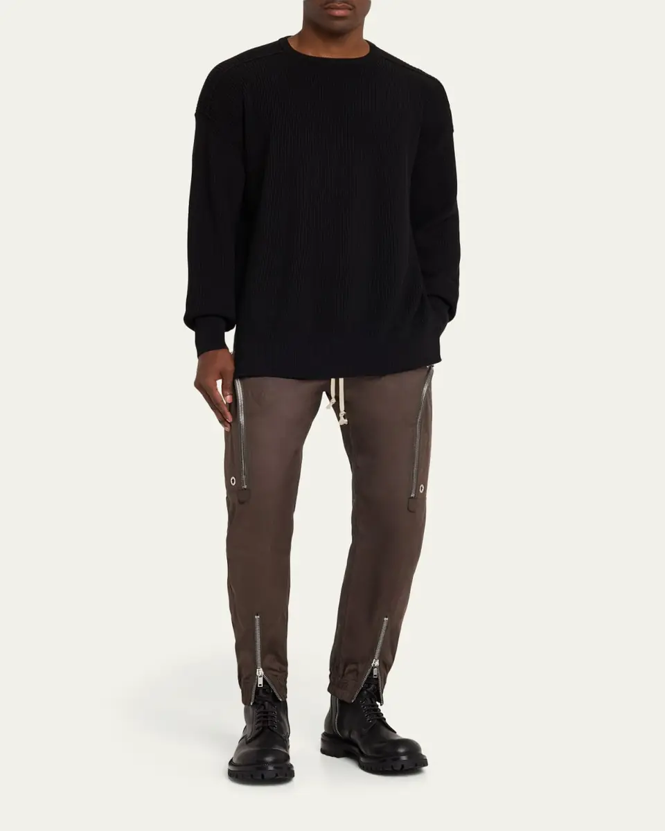 Rick Owens Men's Fisherman Knit Wool Sweater | Thumbnail 2 Rick Owens Men's Fisherman Knit Wool Sweater | Thumbnail 2