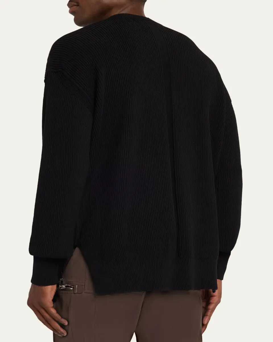 Rick Owens Men's Fisherman Knit Wool Sweater | Thumbnail 3 Rick Owens Men's Fisherman Knit Wool Sweater | Thumbnail 3
