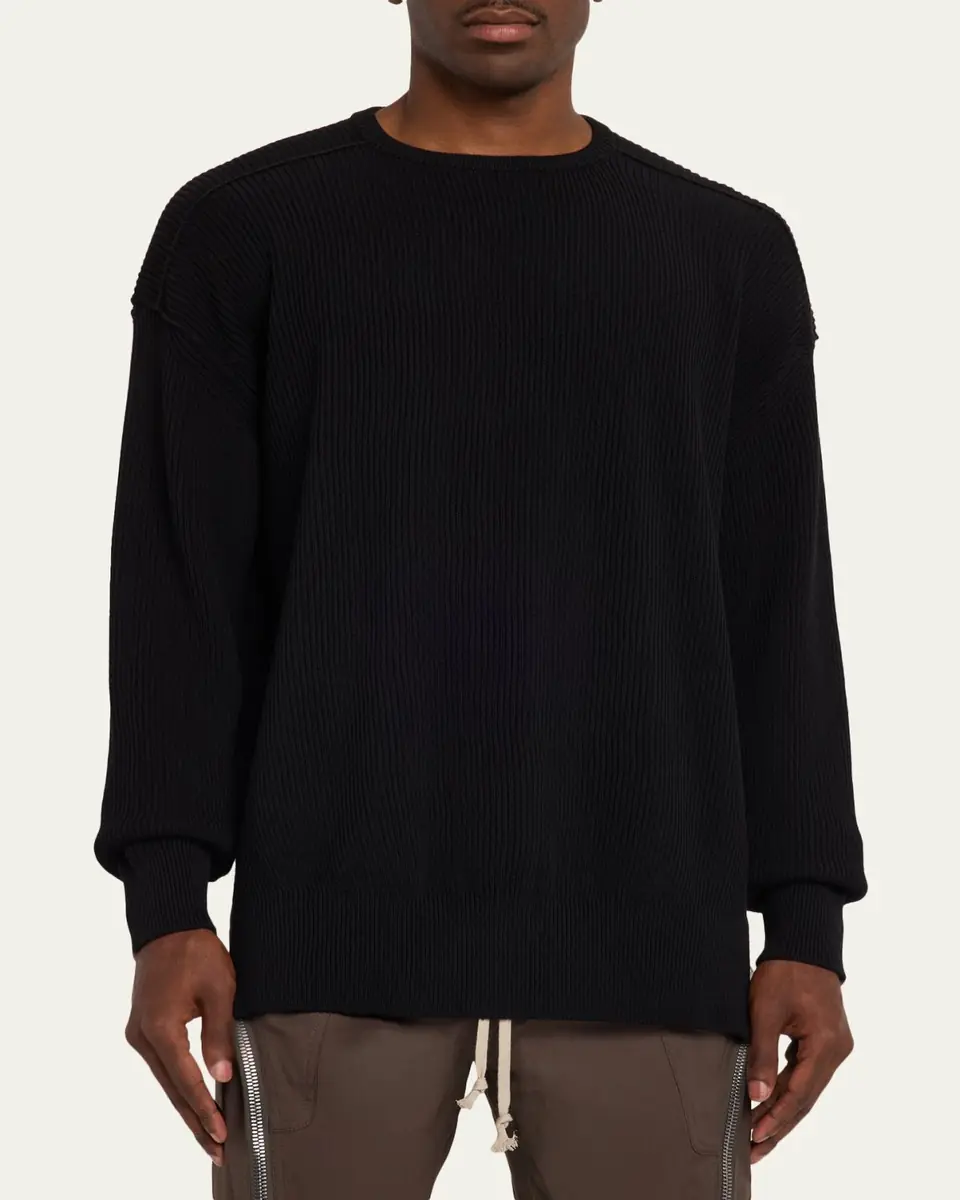 Rick Owens Men's Fisherman Knit Wool Sweater | Thumbnail 4 Rick Owens Men's Fisherman Knit Wool Sweater | Thumbnail 4