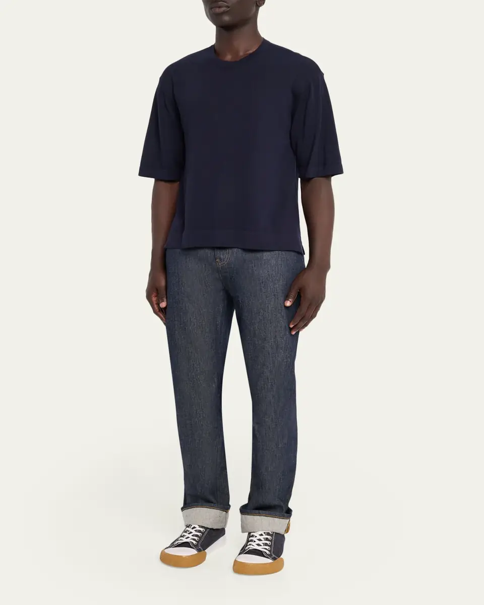OFFICINE GÉNÉRALE Men's Boris Lyocell and Wool Knit Crewneck T-Shirt | Thumbnail 2 OFFICINE GÉNÉRALE Men's Boris Lyocell and Wool Knit Crewneck T-Shirt | Thumbnail 2