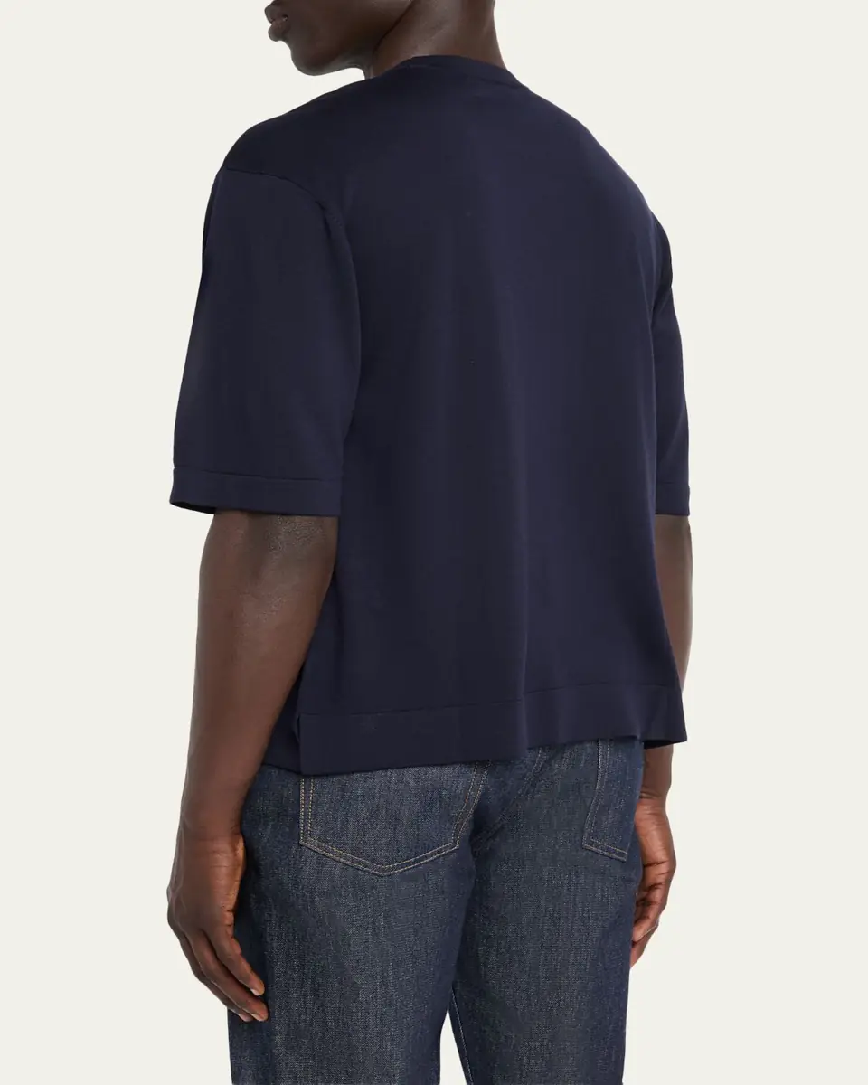 OFFICINE GÉNÉRALE Men's Boris Lyocell and Wool Knit Crewneck T-Shirt | Thumbnail 3 OFFICINE GÉNÉRALE Men's Boris Lyocell and Wool Knit Crewneck T-Shirt | Thumbnail 3