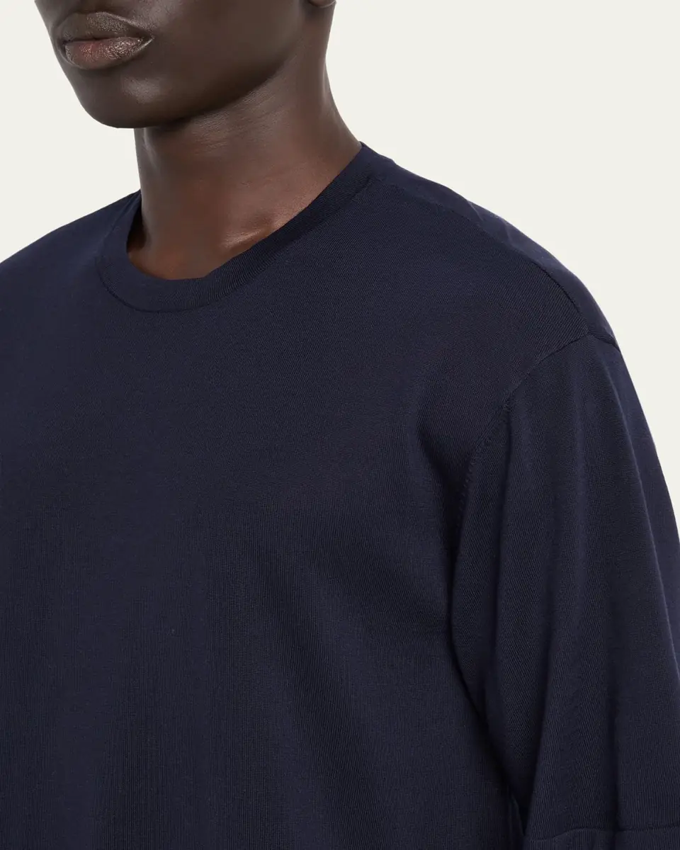 OFFICINE GÉNÉRALE Men's Boris Lyocell and Wool Knit Crewneck T-Shirt | Thumbnail 5 OFFICINE GÉNÉRALE Men's Boris Lyocell and Wool Knit Crewneck T-Shirt | Thumbnail 5