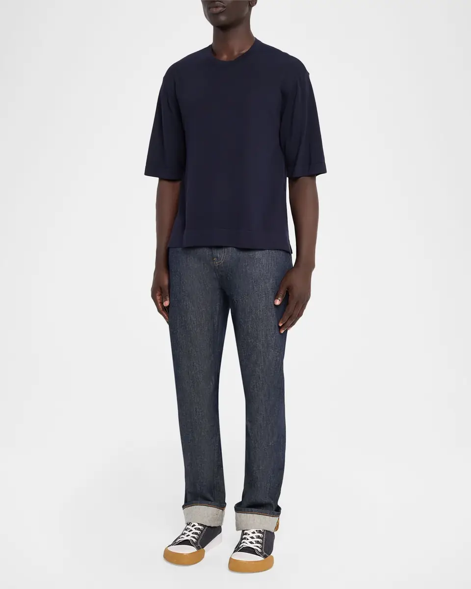 OFFICINE GÉNÉRALE Men's Boris Lyocell and Wool Knit Crewneck T-Shirt | Thumbnail 6 OFFICINE GÉNÉRALE Men's Boris Lyocell and Wool Knit Crewneck T-Shirt | Thumbnail 6
